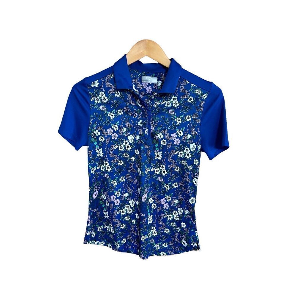Callaway Small (S) Floral Ruffle Golf Polo Blue